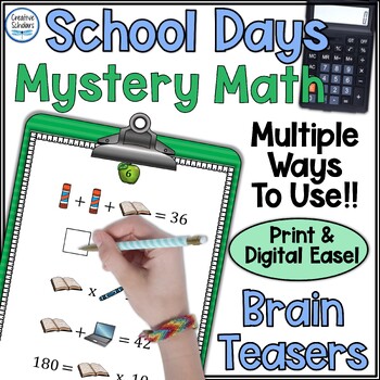 Preview of Math Operations Center Activities Brain Teaser Print and Digital Easel
