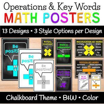 Preview of Math Operations & Key Words Posters Set *Motivational*Positive*