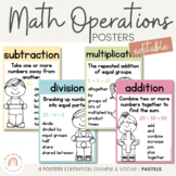 Math Operations Posters | PASTELS | Muted Rainbow Classroom Decor