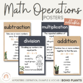 Math Operations Posters | Rustic BOHO PLANTS decor