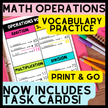 Preview of Math Operations Vocabulary Mini Unit
