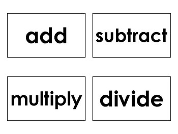 Preview of Math Operations Word-Symbol Match/Flash Cards