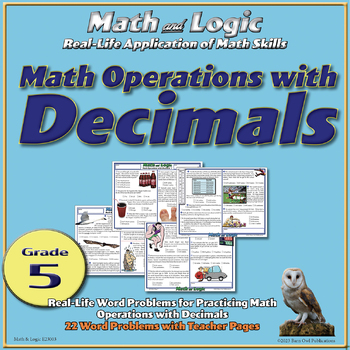 Preview of Math Operations with Decimals--Real-life Word Problems for 5th-6th Grades