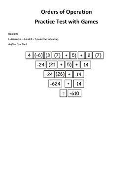 Preview of Math Order of Operations (Practice Test with Games!)