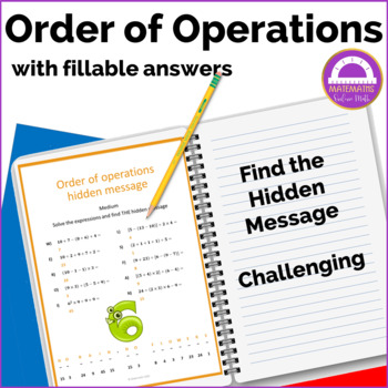 Preview of Math Order of Operations Worksheet Challenging