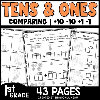 Preview of 10 More 10 Less 1 More One Less Worksheets Greater Than Less Than Equal To