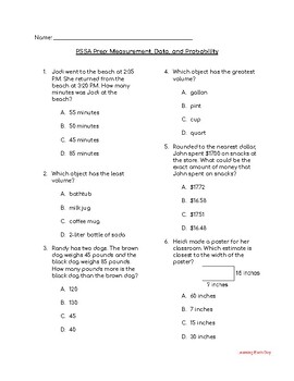 Preview of Math PSSA Prep: Measurement, Data, and Probability