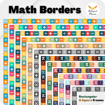 Preview of Math Page Borders - Pi Day Clipart - Square Letter Size Google Slides TPT Seller