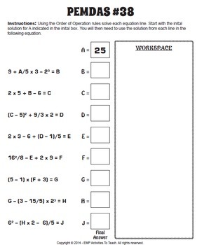 Order of Operations Diamond Puzzle by Mathematics Active Learning