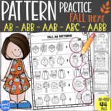 Math Patterns worksheets AB AAB ABB ABC AABB | Fall