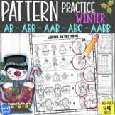 Math Patterns worksheets AB AAB ABB ABC AABB | Winter