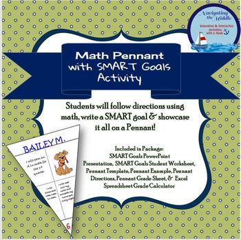 Preview of Math Pennant with SMART Goals Activity