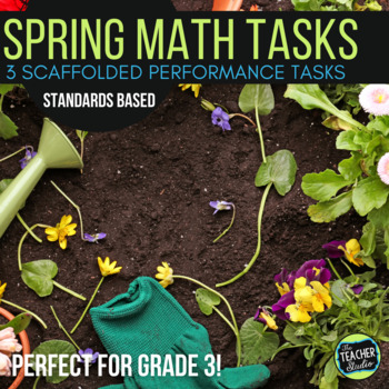 Preview of Math Performance Task Problems Grade 2 - 3 Spring Theme | Print and Digital