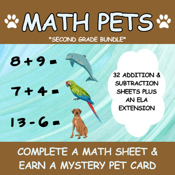 Preview of Math Pets Multiplication and Division Pages plus ELA Extension 3rd Grade -BUNDLE
