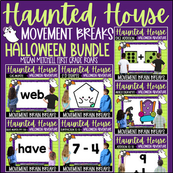 Preview of Math & Phonics Halloween Adventure Movement Breaks Activities Haunted House