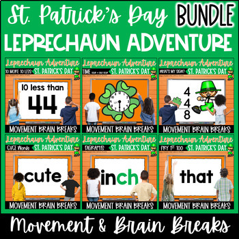 Preview of Math & Phonics Movement Break Activities St. Patrick's Day Adventures