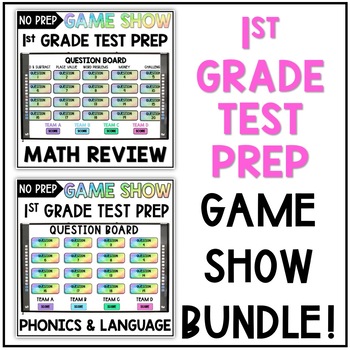 Preview of 1st Grade Test Prep Game Show | Math & Phonics Review