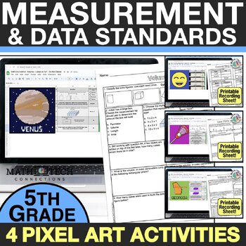 Preview of 5th Grade Math Review Measurement Digital Math Pixel Art Pictures Google Sheets