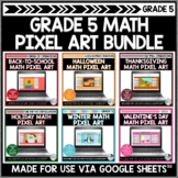 Math Pixel Art Bundle for Grade 5 | Seasonal and Holiday A