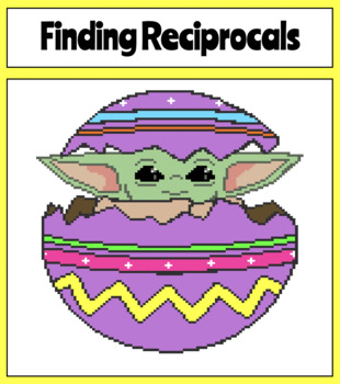 Preview of Math Pixel Art - Finding Reciprocals - Easter Baby Alien