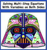 Math Pixel Art - Solving Multi-Step Equations -Sugar Skull Vader