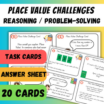 Preview of Place Value Math Centers Task Cards | 1st Grade Reasoning and Problem Solving