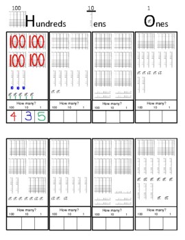 Preview of Math - Place Value - Ones, Tens, Hundreds Visuals - 100-500 - Differentiated