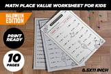 Math Place Value Worksheet for Kids halloween edition !