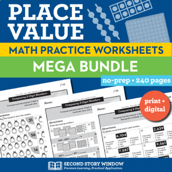 Preview of Math Place Value Worksheets Mega Bundle Print & Digital No Prep Math Practice