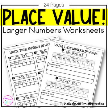 Preview of Back to School Place Value 3rd, 4th grade Worksheets for Math Review