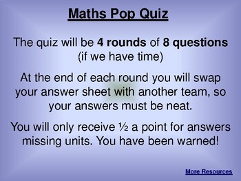 Preview of Math Pop Quiz / Math Activities for Elementary Students for Fun/ With Answers