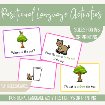Preview of Math Positional Language Vocabulary Activities - IWB, Digital, Slides, Printable