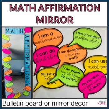 Preview of Math Positive Affirmation Bulletin Board or Mirror 