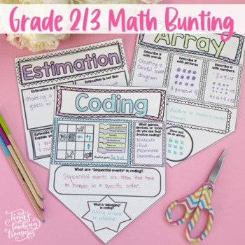 Preview of Math Terms Poster Bunting: Increasing Communication Skills in Math -2020 Ontario
