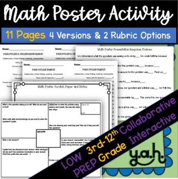 Preview of Math Poster Project Collaborative Activity, Rubric Presentation Math Centers fun