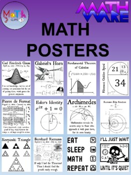 Preview of Math Posters 115 Posters of Mathematicians, Formulas, and Jokes