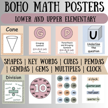 Preview of Math Posters | Boho Neutral Calm Decor | Printables | Anchor Charts