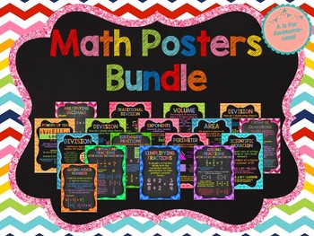 Preview of Math Posters Bundle (All of my Chalkboard Style Math Posters)