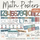 Math Posters Bundle | Cute Sea Life Classroom Decor | Editable