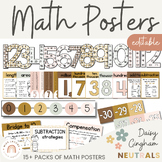 Math Posters Bundle | Daisy Gingham Neutrals Classroom Dec