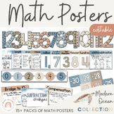 Math Posters Bundle | Neutral Modern Ocean Classroom Decor