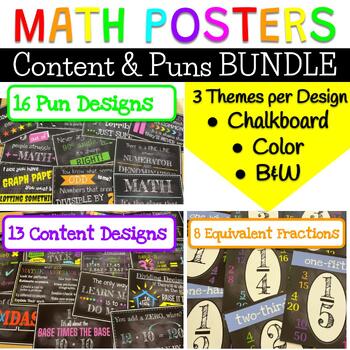 Preview of Math Posters: Content & Puns BUNDLE