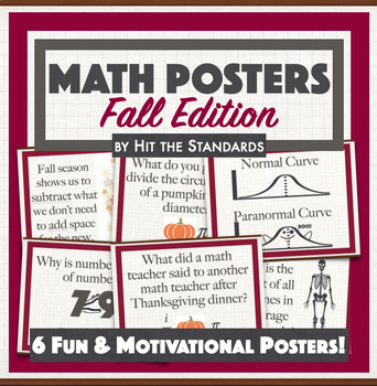 Preview of Math Posters Fall Edition Thanksgiving Classroom Wall Decoration