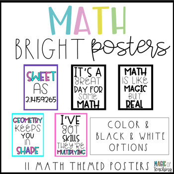 Preview of Math Posters - Math Classroom Decor in Brights