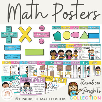 Preview of Math Posters - Rainbow Decor - BUNDLE