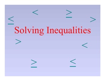 Preview of Math Posters: Solving Inequalities