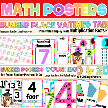 Preview of Math Posters and Displays Bundle | Kindergarten Math Anchor Charts