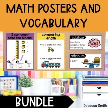 Preview of Math Posters and Vocabulary for a Kindergarten Math Focus Wall