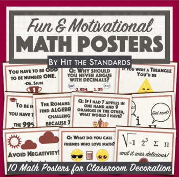 Preview of Math Posters with Fun & Motivational Quotes for Classroom Decoration Back 