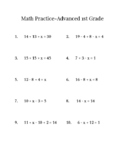 Math Practice-Advanced 1st Grade